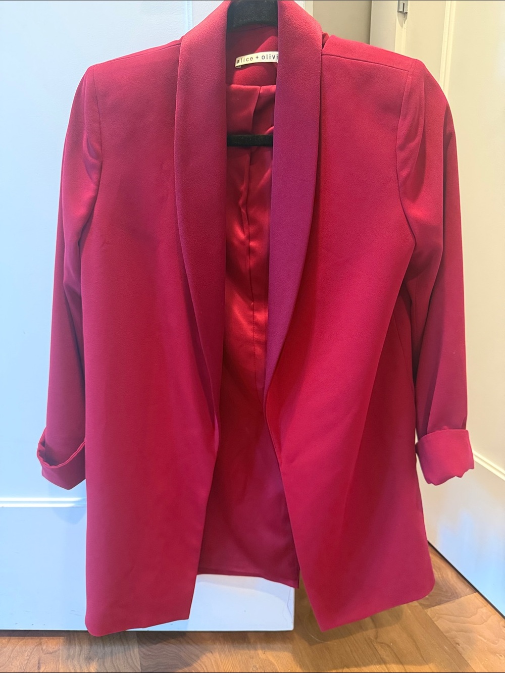 Alice + Olivia Hot Pink Open-Front Shawl Collar Blazer